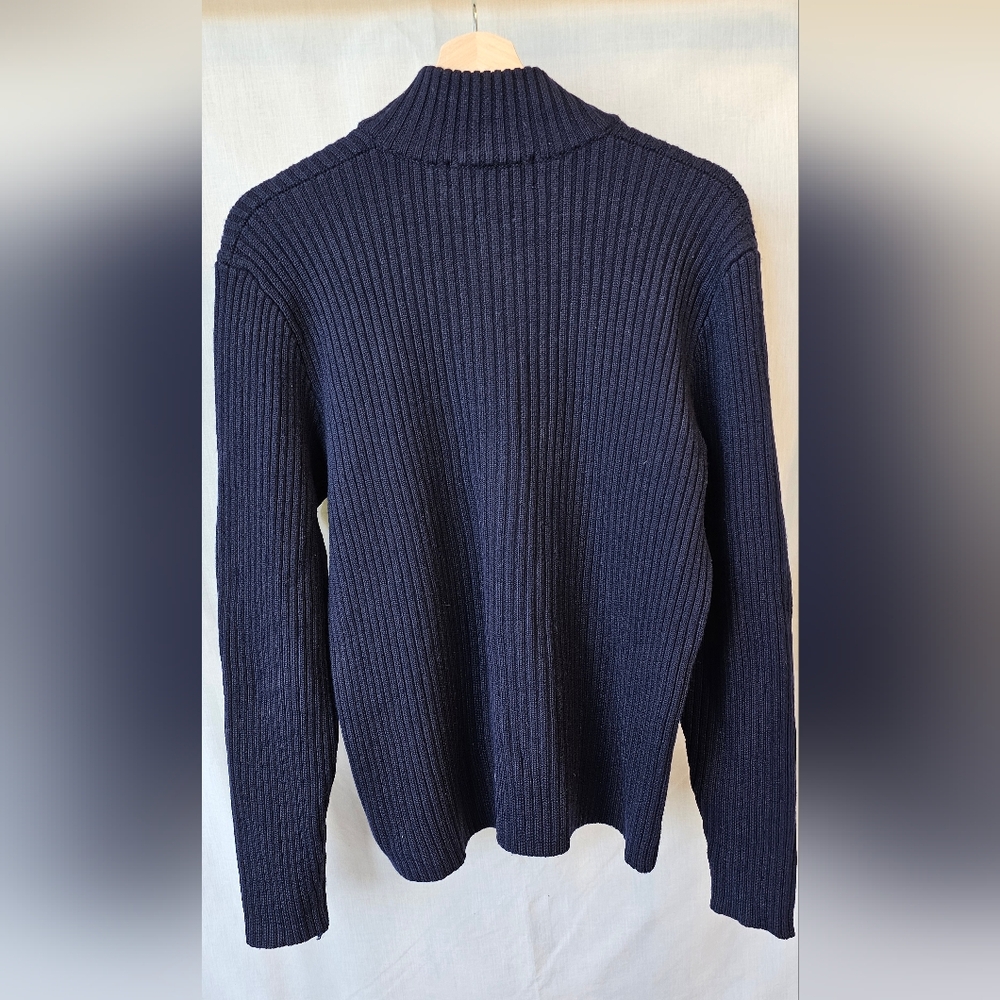 Navy Ribbed Half-Zip Sweater - Picture 3 of 4